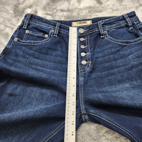 Rock & Roll Denim Jeans Womens W33 L 36 Blue High Rise Trouser Stretch Western - Picture 11 of 14